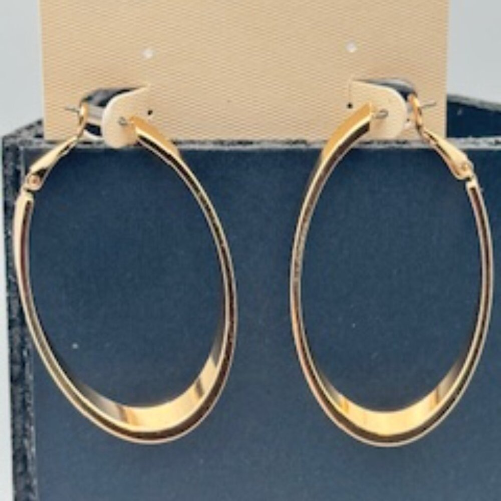 New Directions Gold-Toned Oval Hoop Earrings - Picture 3 of 4